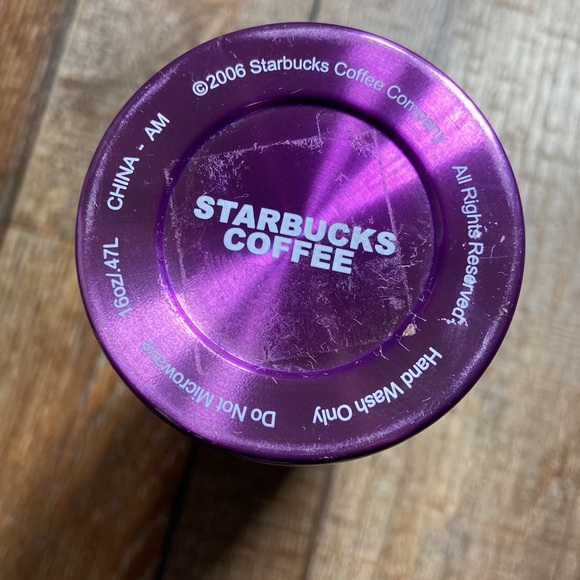 Starbucks 16 ounce Insulated Thermos with Drinking Cup Metallic Purple 2006 - Picture 10 of 16